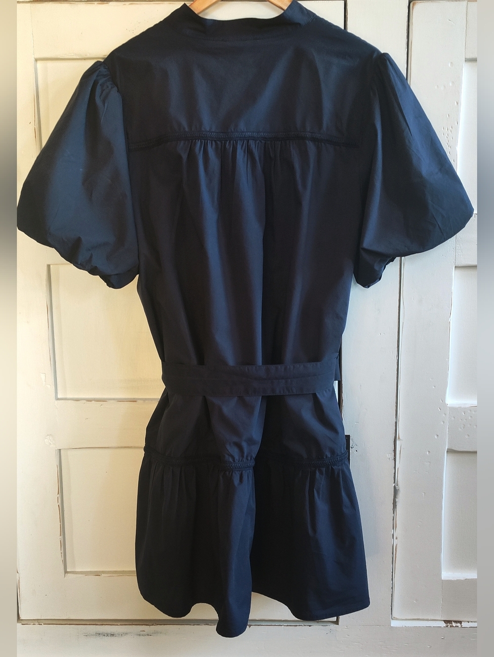 Fate Curve Women's Navy Blue 100% Cotton Mini Baby Doll Dress | Tie Waist | XL - Picture 2 of 5